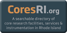 CORESRI logo with text that says "a searchable directory of core research facilities, services and instrumentation in Rhode Island"